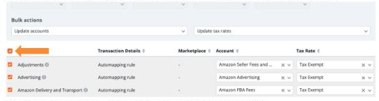 A2X Accounts and Tax mapping table